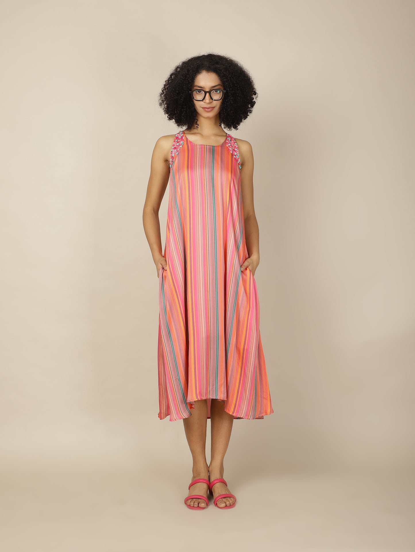 Striped petal pop dress