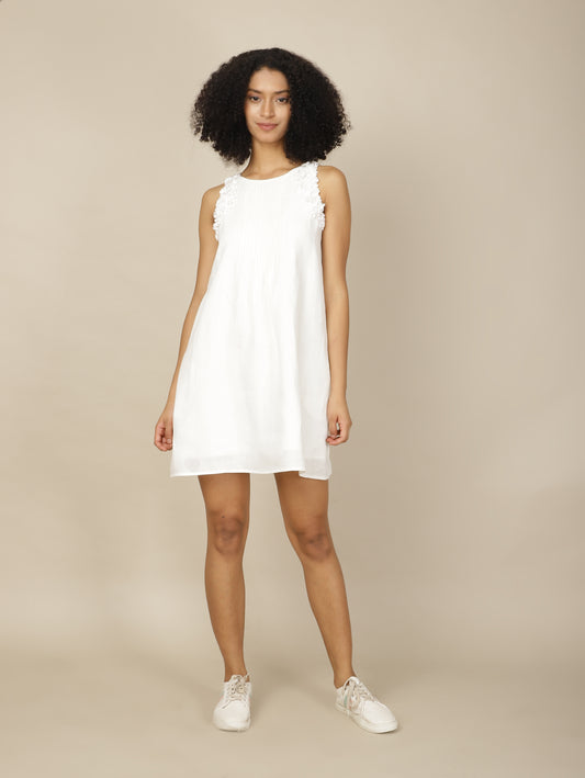 White wisteria linen dress