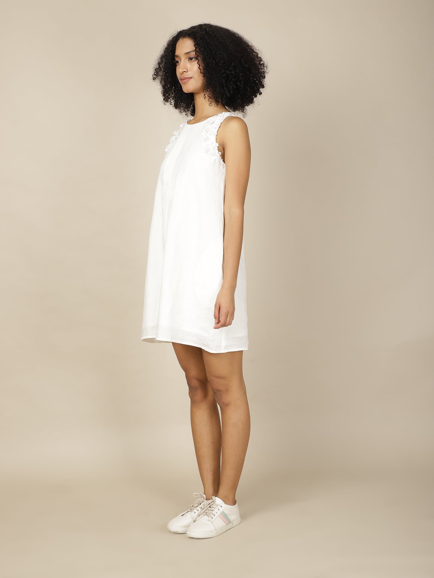 White wisteria linen dress