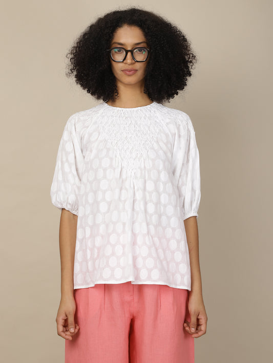 Pristine Ivory Smock Top