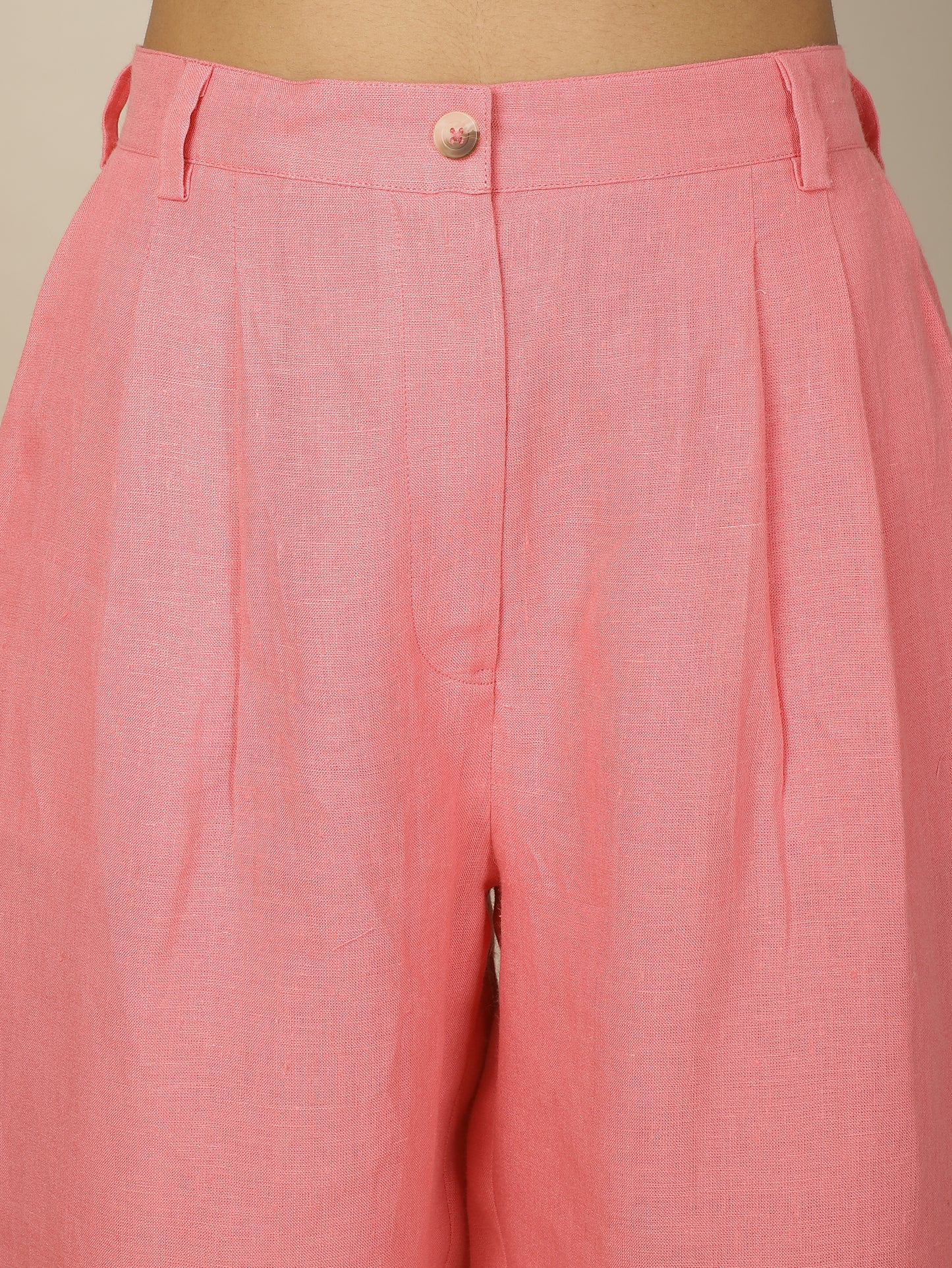 Coral Charm Linen Pants