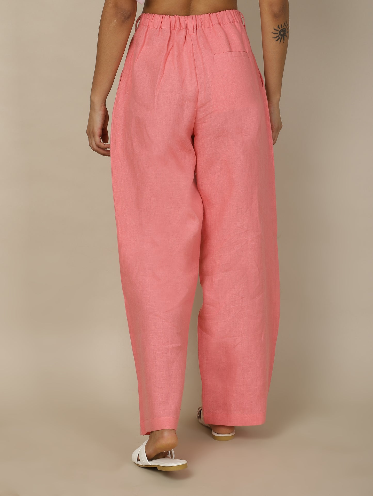 Coral Charm Linen Pants